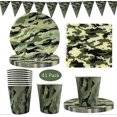 thumbnail image 1 of 41 Pack Camouflage Disposable Tableware, Camouflage Party Supplies With Camo Plates Cups Napkins And Triangle Banner For Army Military Hunting Themed, 1 of 4