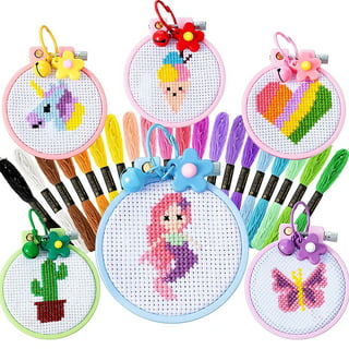 8 Pack Cross Stitch Beginner Kit for Kids, Needlepoint Kits for Starter,  Sewing Set for Backpack Charms, Ornaments and Needle Craft