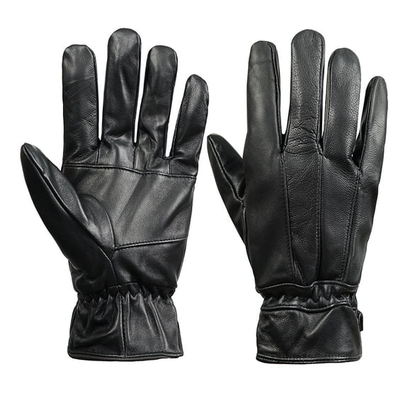 FLORNIX Men's Thinsulate Leather Gloves | Winter Outdoor Fleece Lining Leather Gloves in Black
