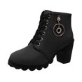 thumbnail image 2 of LSLJS Bottes à Talons Hauts pour Femmes, Bottes d'Hiver pour Femmes Grande Taille Bout Rond Lacets Épais Talon Moyen, 2 of 9