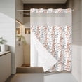 thumbnail image 4 of Orange and Grey Leaf No Hook Shower Curtain with Snap in Liner Abstract Farmhouses Plants Floral Branches Waterproof Bathroom Shower Curtain with See Through Top Window for Bathtub 72" x 84", 4 of 9