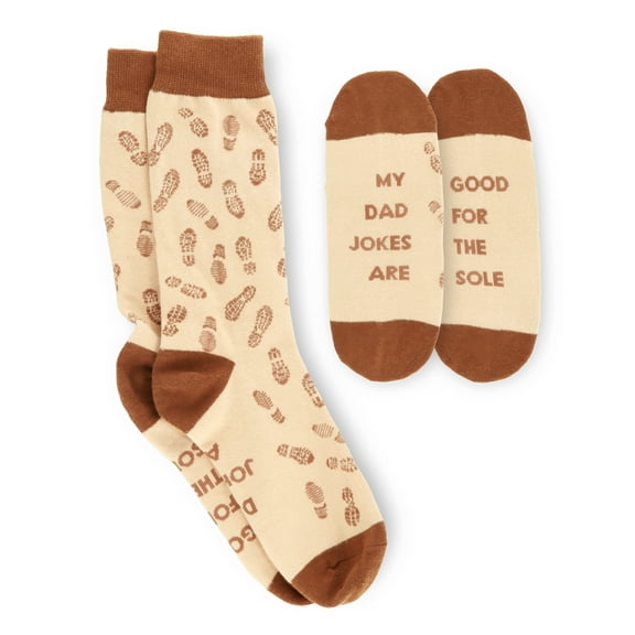Funny Socks for Men - Brown Dress Socks with Dad Jokes and Stylish Patterns,