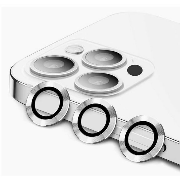 CASELIX Camera Lens Protectors for iPhone 13 Pro, Metal Full Cover Tempered Glass Circle Screen Camera Protection For Apple iPhone 13 Pro, Silver