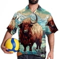 thumbnail image 4 of Yak Men's Short Sleeve Hawaiian Beach Shirt Casual Printed Button Down Summer Unisex Casual Shirt, 4 of 6