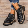 thumbnail image 4 of Willtoo Women's Vintage Low Heel Casual Ankle Boots Fashion Round Toe Side Zipper Chunky Heels Platform Boots Comfort Non-Slip Slip On Flat Shoes, 4 of 5