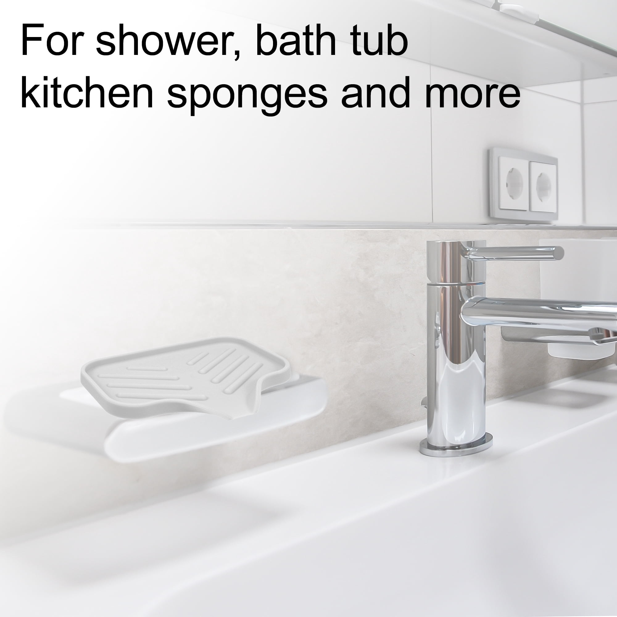 Unique Bargains Soap Dish Keep Soap Dry for Bathroom Silicone Light Gray 13.5x10.5cm