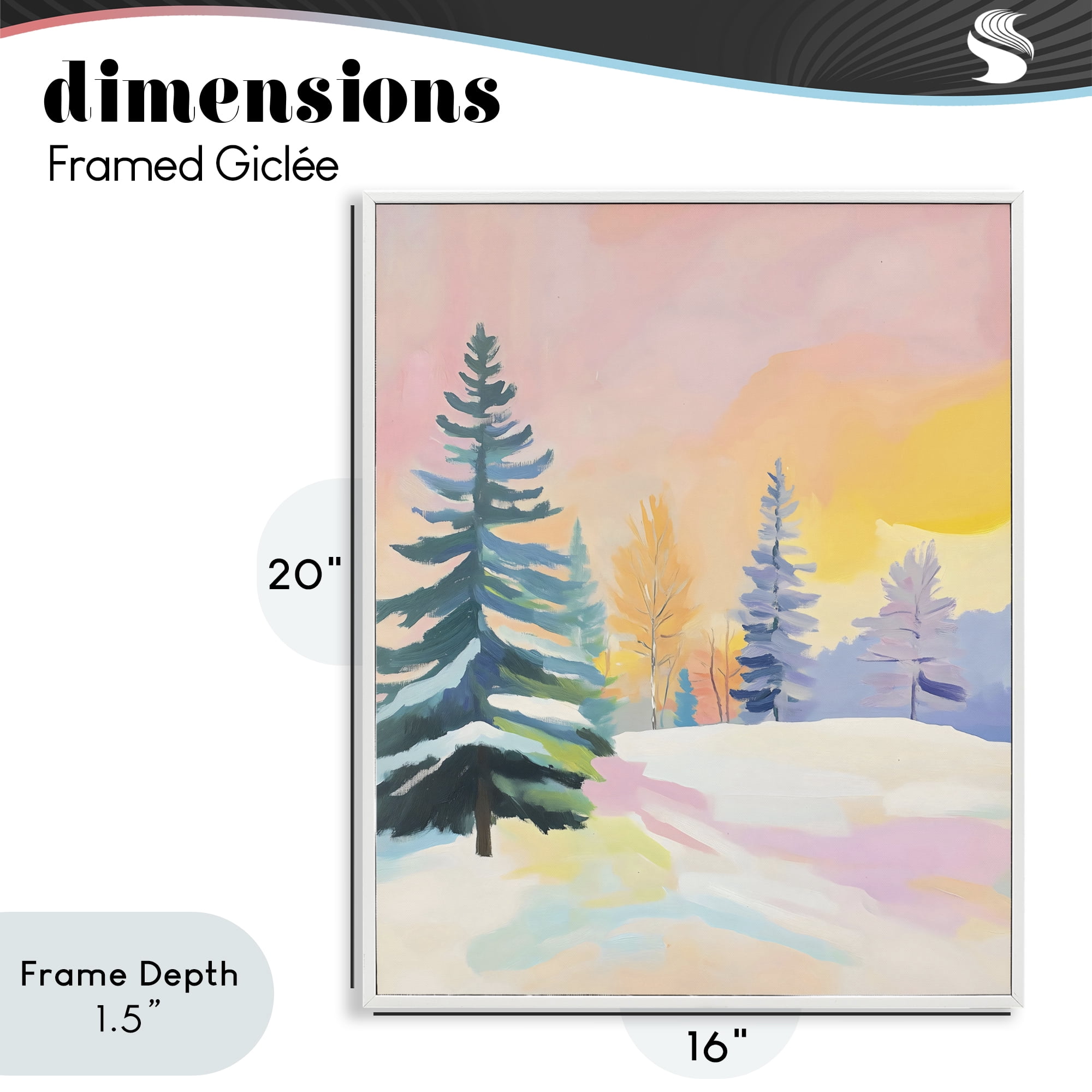 Stupell Industries Winter Forest Snowscape in Pastels White Framed Giclee Art, design by The Prints Vibe