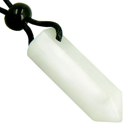 - Good Luck Protection Talisman Crystal Point White Snowflake Quartz Pendant Necklace