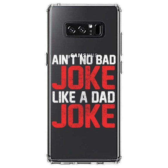 DistinctInk Clear Shockproof Hybrid Case for Samsung Galaxy Note 8 - TPU Bumper Acrylic Back Tempered Glass Screen Protector - Ain't No Bad Joke Like a Dad Joke