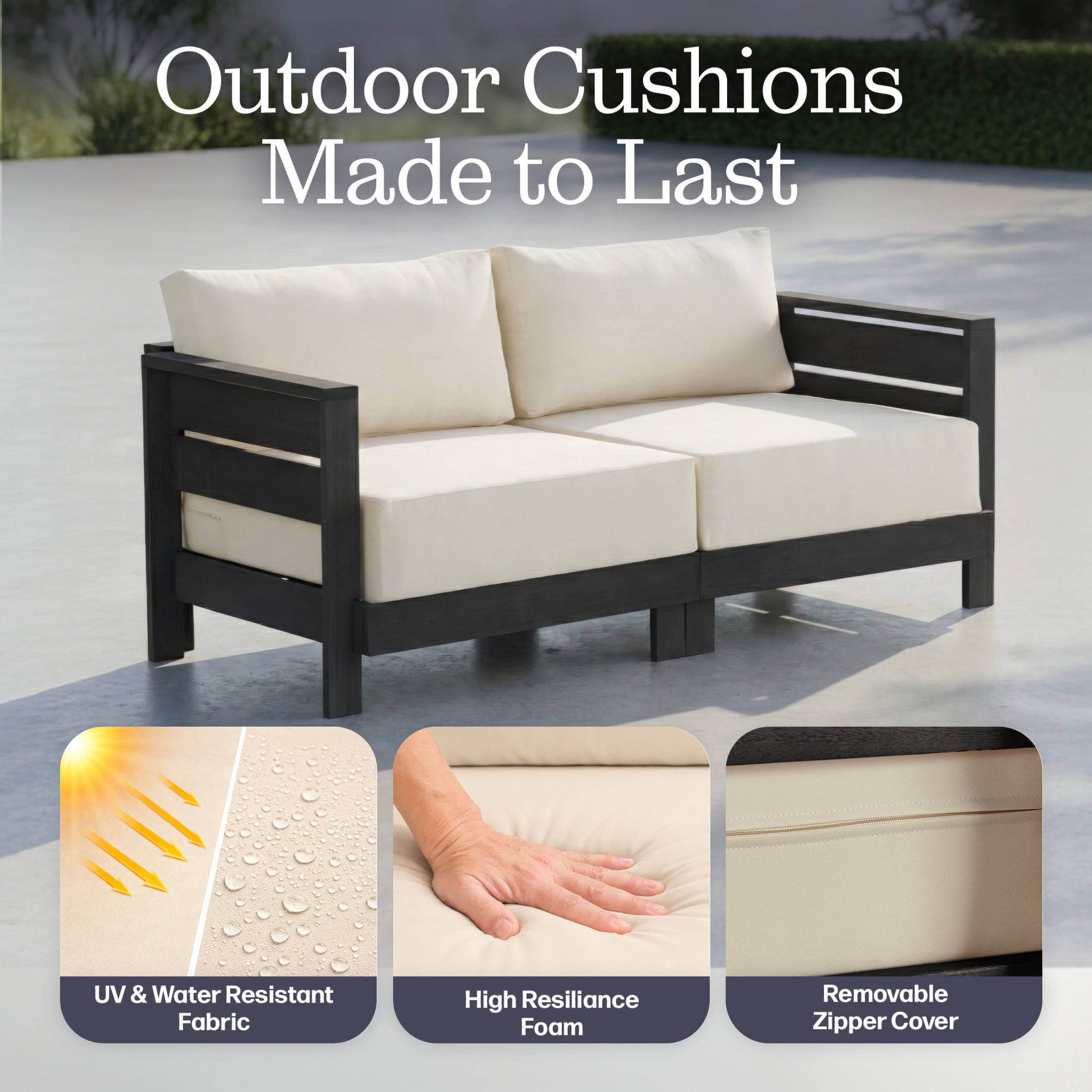 Alaterre Furniture Barton Patio Furniture Set with Coffee Table and Patio Loveseat (Black)