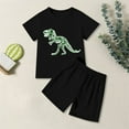 thumbnail image 2 of Toddler Outfits Boys Dinosaur Print Short Sleeve T Shirt Shorts Casual Daily Wear School Outdoor Toddler Clothes Black 11 Years-12 Years, 2 of 5