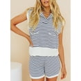 thumbnail image 6 of Raccmtaty Women’s Two Piece Summer Outfits Sleeveless Striped Knit Tank Tops and Shorts Set Loungewear, 6 of 8