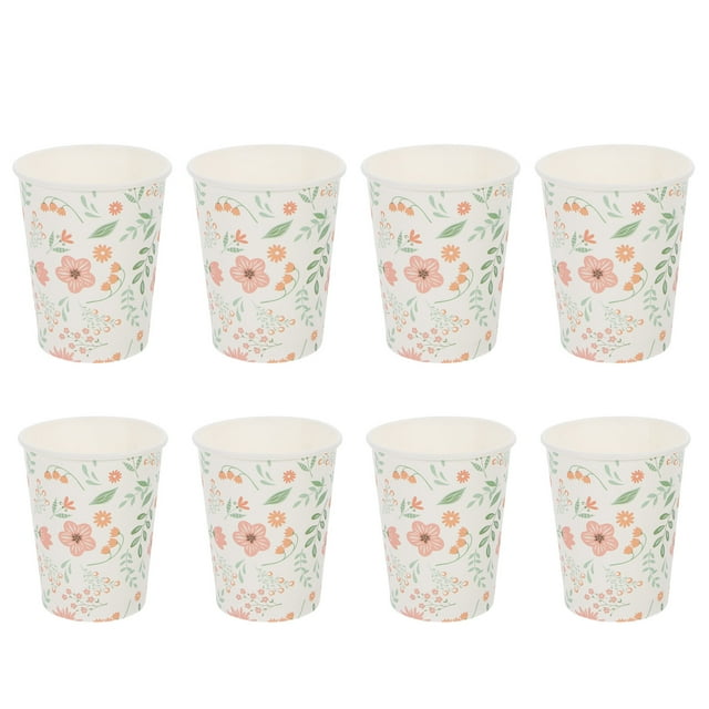 Weiweiguan 24 Pcs Flower Paper Cups Delicate Drinks Paper Cups Party Disposable Paper Cups