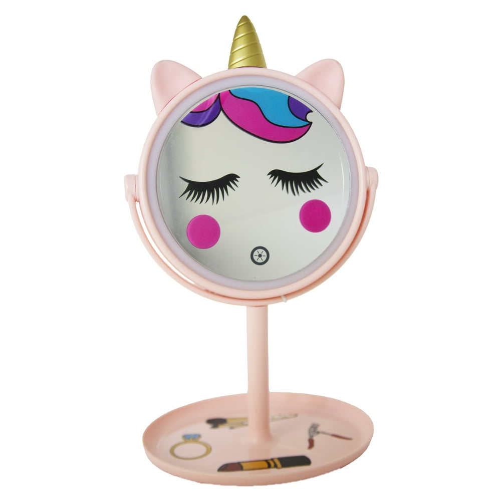 Onyx Professional LED Unicorn Mirror Makeup Organizers, Multicolor