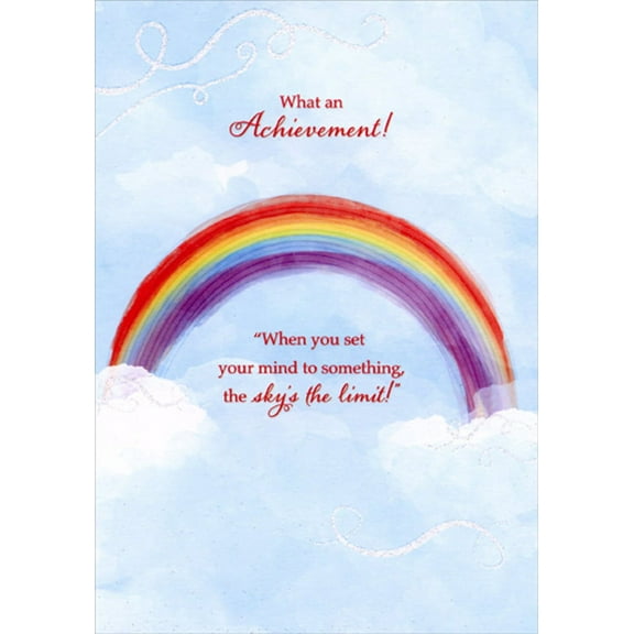 Designer Greetings Rainbow in Clouds Achievement Congratulations Card
