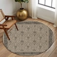 thumbnail image 2 of Round Rug 7Ft Washable Non-Slip, Beige Boho Circle Area Rugs for Living Room Bedroom, Vintage Floral Abstract Art Ethic Tribe Indoor Floor Mats Carpet Runner for Home Decor Aesthetic, 2 of 8