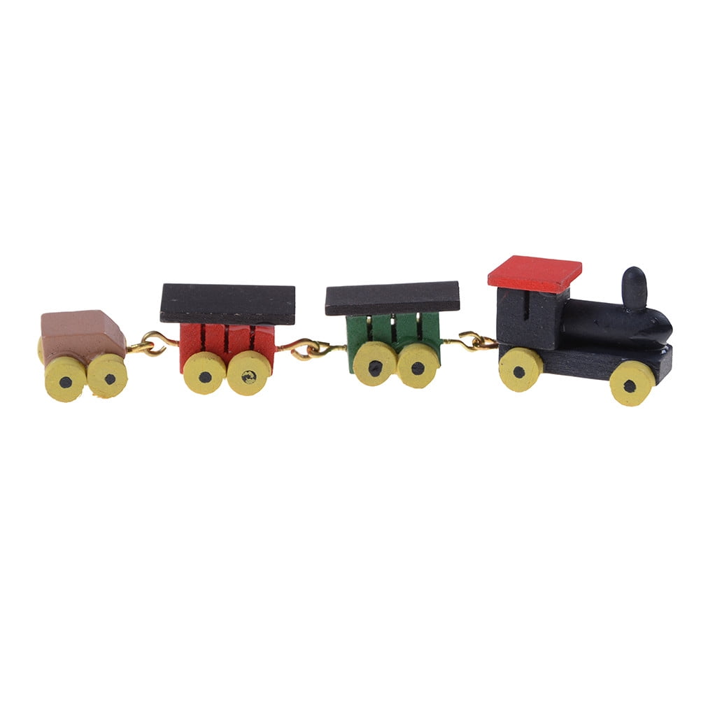 3 Mix Fairy Tail Wooden Miniature Handcraft Painting Toy Train Dollhouse Set 