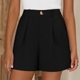 thumbnail image 4 of Women High Waisted Pleated Dress Shorts Casual Business Wide Leg Tailored Short Pants with Pockets, 4 of 9