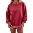 thumbnail image 2 of Jowdiw Womens Polka Dot Sweatshirt Color Block Long Sleeve Crew Neck Loose Pullover Top, 2 of 5