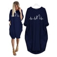 thumbnail image 2 of REDHOTYPE Robe Midi Décontractée pour Femmes Fashion Line Cat Élégante à Manches Longues avec Motif Cartoon Cat et Poche, Tenue d'Intérieur, 2 of 3