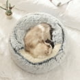 thumbnail image 7 of Cat Bed Round Plush Fluffy Hooded Cat Bed Cave, Cozy for Indoor Cats or Small Dog beds, Doughnut Calm Anti-nxiety Dog Bed (Coffee,M), 7 of 7