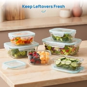 Sindcom 7 Pack Glass Food Storage Containers, Meal Prep, Airtight Bento Boxes with Leak Proof Locking Lids