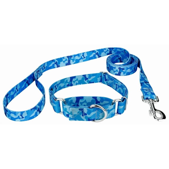 Country Brook Petz® Blue Bone Camo Martingale Dog Collar and Leash, 2XS