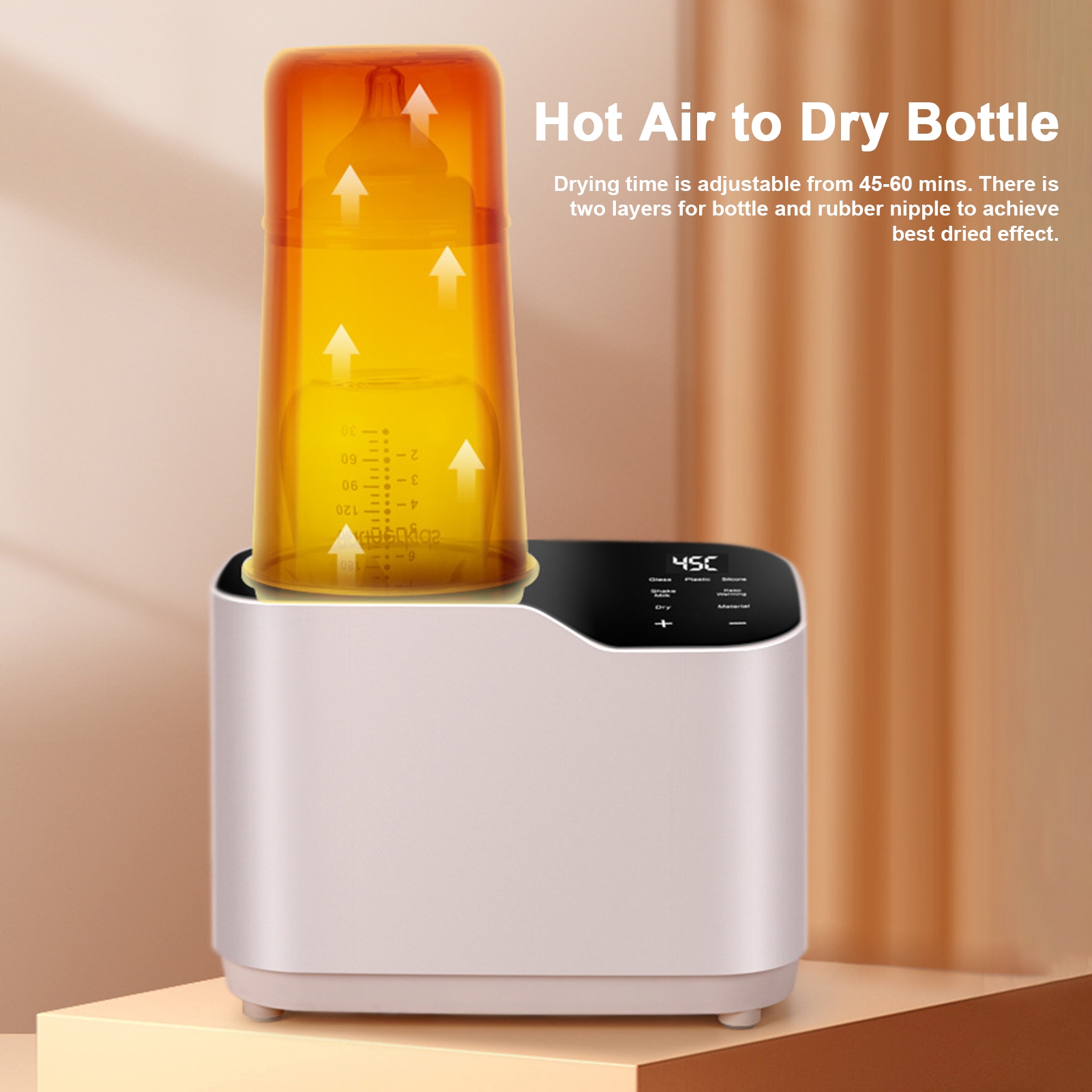Plenkra Milk Warmer with Thermostatic Feeding Waterless Heating Rotary Heating Easy to Use Universal Baby Bottle Warmer for Safe Heating