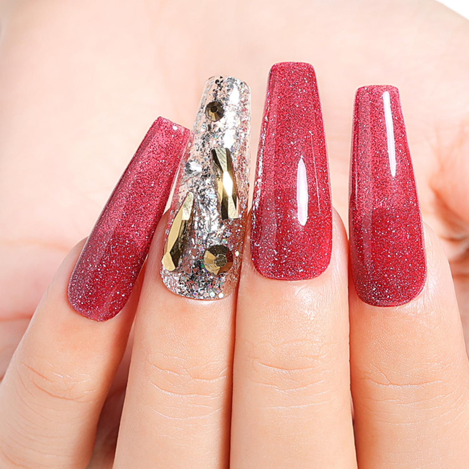 AIMEILI 12 Colors Glitter Gel Nail Polish Shiny Chunky