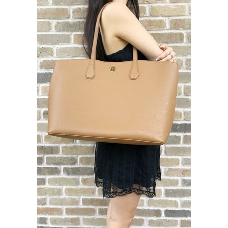 Burch Leather - Tory Burch Perry Tote Brody Large Shoulder Bag Leather Bark Light Gold