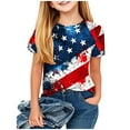 thumbnail image 2 of MKOSPLRT Girls USA Star Stripes Fourth July Tee Shirts 3-14 Years Kids Toddler Short Sleeve Crew Neck July 4th Tshirts Patriotic Tees, 2 of 6