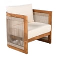 thumbnail image 6 of Premium Acacia Wood Outdoor Club Chair Beige+Natural Curved Tub Design Handwoven Rope Accents Water-Resistant Cushions All-Weather Slat Construction Patio Garden Chair Made in Viet Nam, 6 of 10