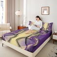 thumbnail image 5 of Feelyou Adult Abstract Ombre Twin Sheet Sets, Yellow Purple Gradient Stripes Twin Fitted Sheet, Boho Modern Art Flat Sheet, Microfiber Bedroom Decor, 3-Piece, 5 of 8