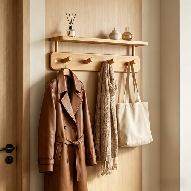 YYV Wall-Mounted Hook Rack with Shelf Heavy-Duty Non-Rusting Coat Hat Towel Holder Includes Assembly Video Space-Saving Wall Organizer Practical Home Entryway Storage