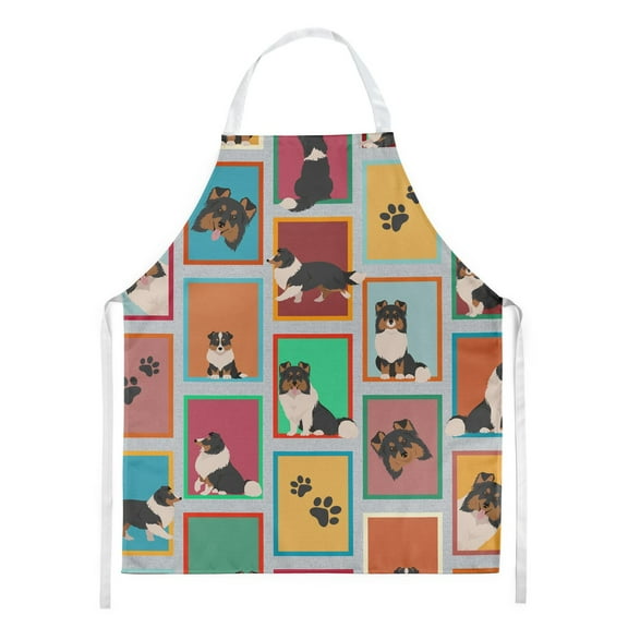 Lots of Tricolor Sheltie Apron 27 in x 30 in