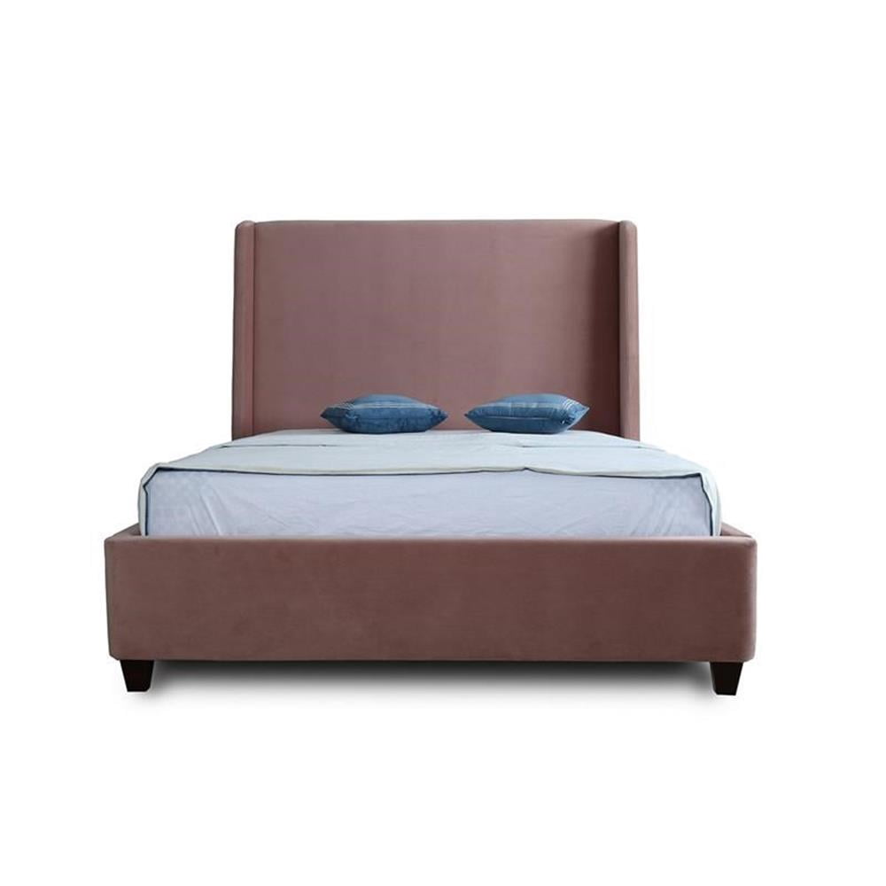 Manhattan Comfort Parlay Velvet Upholstered Full Size Bed Frame in Blush Pink