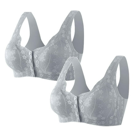 2 Pack Daisy Bra For Women Mesh Sports Bra Comfortable Convenient Front Close Bras to Wear with A Backless Dress Button Cotton Bras For Sports Bras Older Women No Underwire Bras for plus Size Wom