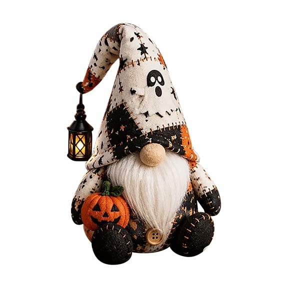 Halloween Patchwork Gnome DIY Craft Kit, Handmade Sewing Plush Gnome Ornament, DIY Holiday Decor Set for Halloween Home Party Gift