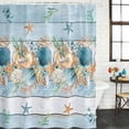 thumbnail image 2 of Blue Beach Coastal Shower Curtain, Waterproof Shower Curtains for Bathroom, Nautical Shell Starfish Coral Summer Washable Fabric Bathtub Curtain Set Bath Decor with 12 Hooks Standard 72"x72", 2 of 8