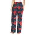 thumbnail image 3 of Naloa Rose Flowers Print Women’s Ultra-Soft Comfy Pajama Lounge Pants with Pockets & Drawstring, 3 of 8