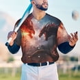 thumbnail image 5 of Hirioo Fire Sky Dragon for Men's Baseball T-shirt Shirts Short Sleeve Casual Summer Button Stretch T Shirts,Size S-4XL-Large, 5 of 7