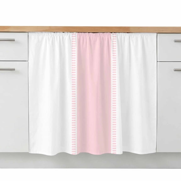 Pink Cabinet Curtains for Kitchen Stripe Shelf Curtain for Mini Storage Cabinets, Cabinet Curtain with Hook Tape, 11"W x 13"L