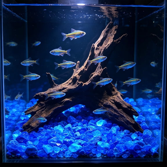 Ke1Clo Glow in The Dark Aquarium Pebbles, 100 Pcs Fluorescent Stones Substrate Decor, Luminous Aquascaping Gravel for Fish Tank Vase Gardening, Blue