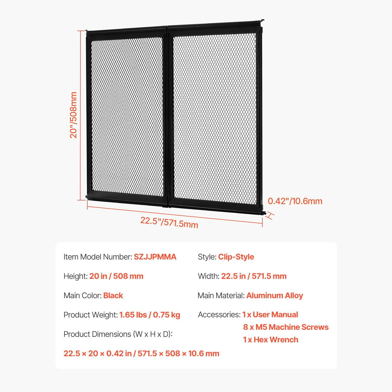 RV Screen Door Protector, 22.5 x 20 inch Door Grille, Easy to Install and Disassemble, Reinforced Breathable Protective Mesh, Aluminum Alloy Camper RV Entry Protector for Pet Protection, Black