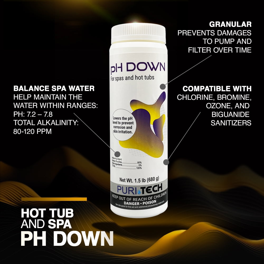 Puri Tech Spa Granular pH Down Lowers pH and Total Alkalinity 1.5 lb