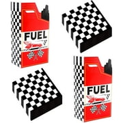 XD4-48 Pcs Race Car Fuel Can Treat Boxes Race Car Birthday Party Supplies Black and White Checkered Paper Napkins Racing Popcorn Candy Cookie Container for Bridal Baby Shower Party*04
