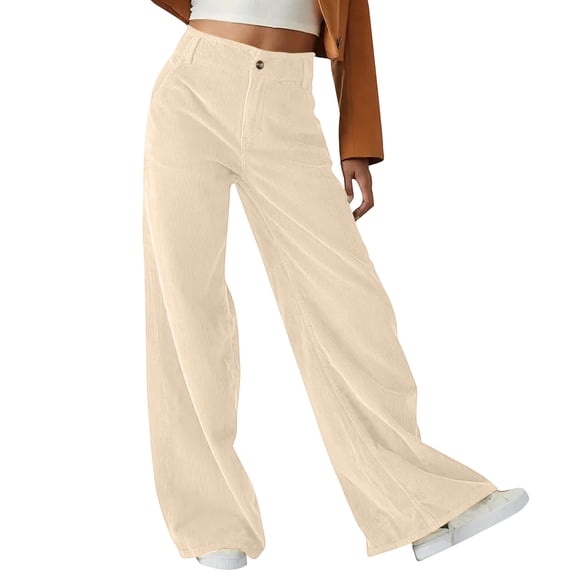 Aloohaidyvio Corduroy Casual Pants Women's Fall Soft High Waisted Wide Leg Pants