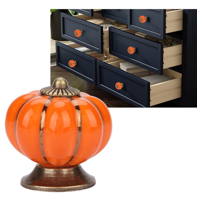 Ceramic Knobs, Door Knobs, Lovely European Style Pumpkin For Furniture Drawer Door Hardware With Screw Cabinet Drawer