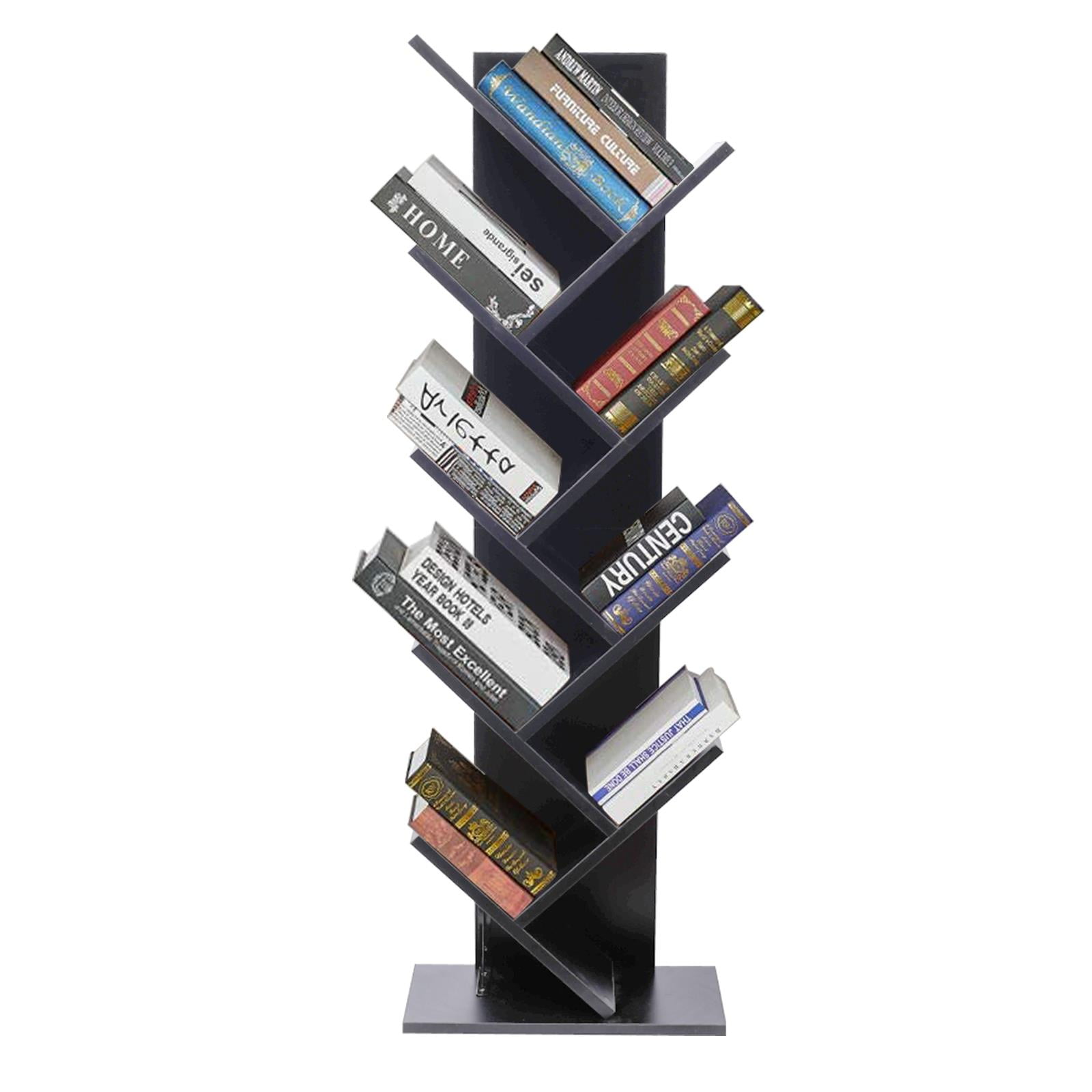 9 Shelf Bookcase Storage Bookshelf Wood Furniture Book Shelving Black/White 