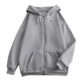 thumbnail image 4 of Lumtrix Zip Up Hoodie Women Oversized Lightweight Sweatshirts Long Sleeve Loose Fit Workout Plain Hoodies Fall Fashion 2025 Gray XL, 4 of 6